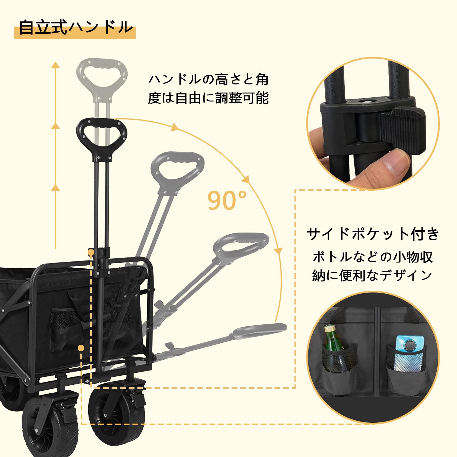 Amazon | ANDWINT キャリーワゴン 大容量180L 耐荷重300kg アウトドア